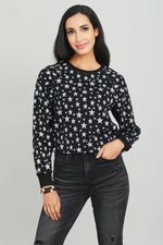 THML Star Print Ribbed Cuff Top | Social Threads