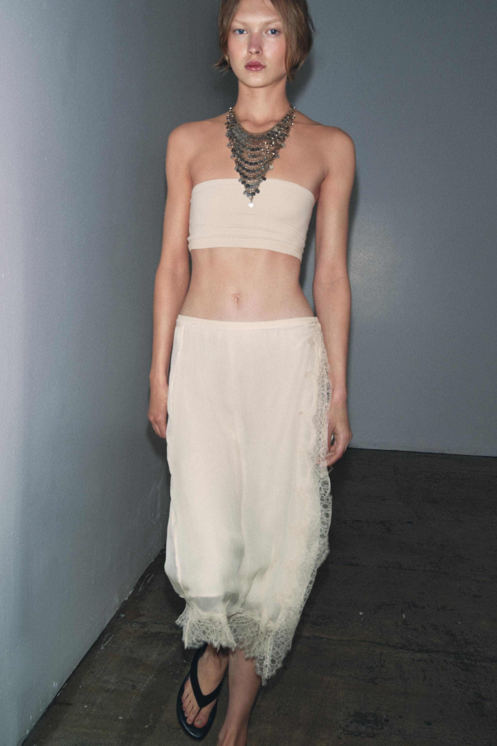 ZW COLLECTION LACE PAREO SKIRT | Zara UK
