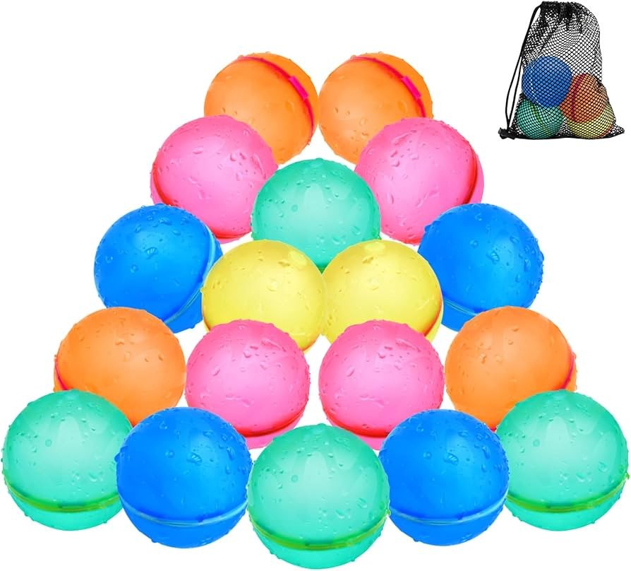SOPPYCID Reusable Water Bomb Balloons, Latex-Free Silicone Water Ball with Mesh Bag, Self-Sealing... | Amazon (US)
