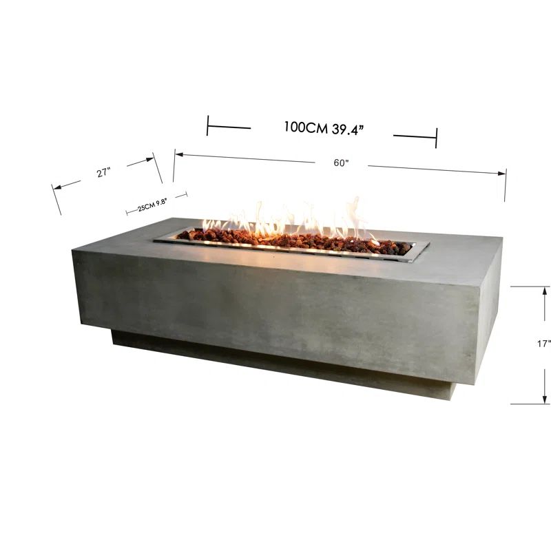 Granville 17'' H x 60'' W Concrete Outdoor Fire Pit Table | Wayfair North America