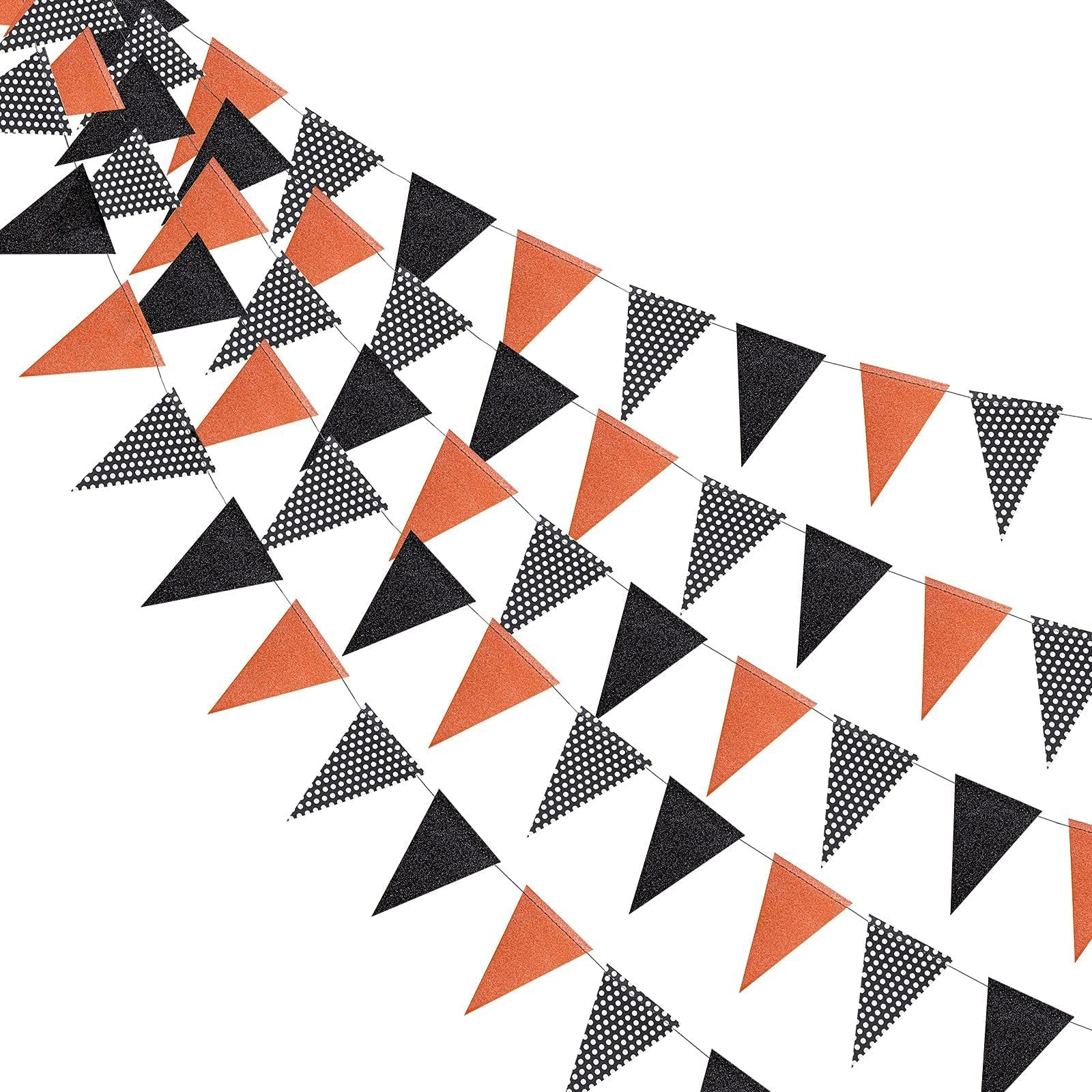 Cheerland Halloween Pennant Banner Glitter Black Orange White Dot Triangle Flag Bunting Garland f... | Amazon (US)