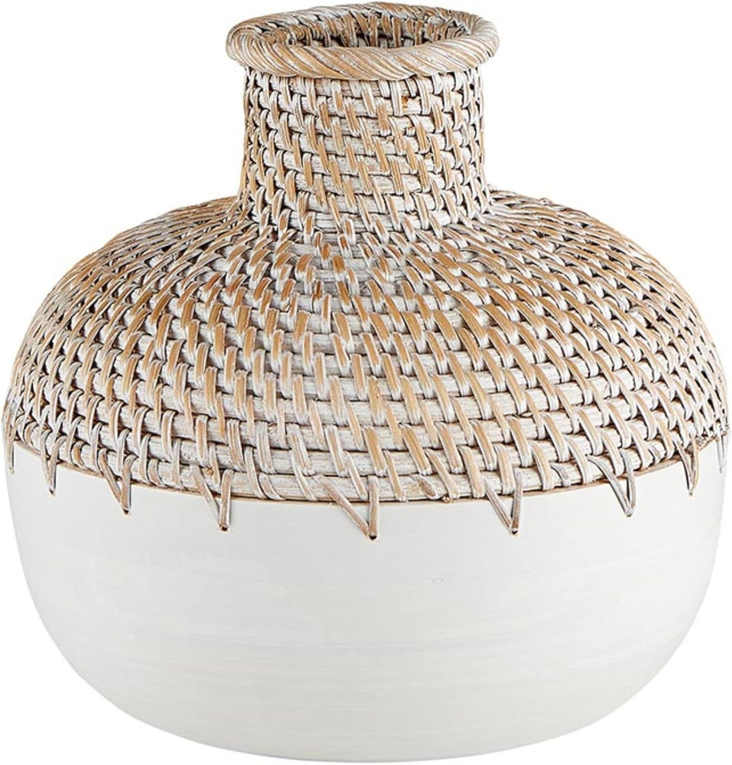 47th & Main Woven Seagrass and Bamboo Vase for Home Décor, Small, White/Natural | Amazon (US)