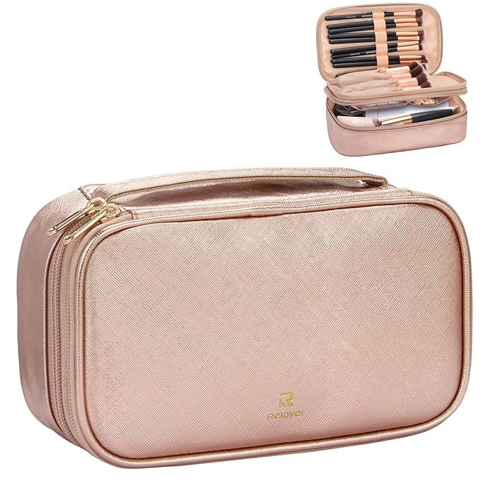 Relavel Makeup Bag, Small Travel Makeup Bag, Portable Cosmetic Case for Women, Double-layer Makeu... | Amazon (US)