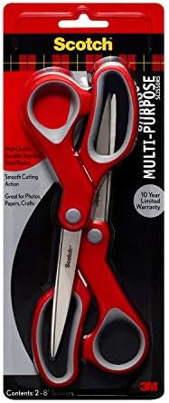Scotch Multi-Purpose Scissor, 8 Inch, 2 Pack (1428-2), Red/Gray | Amazon (US)