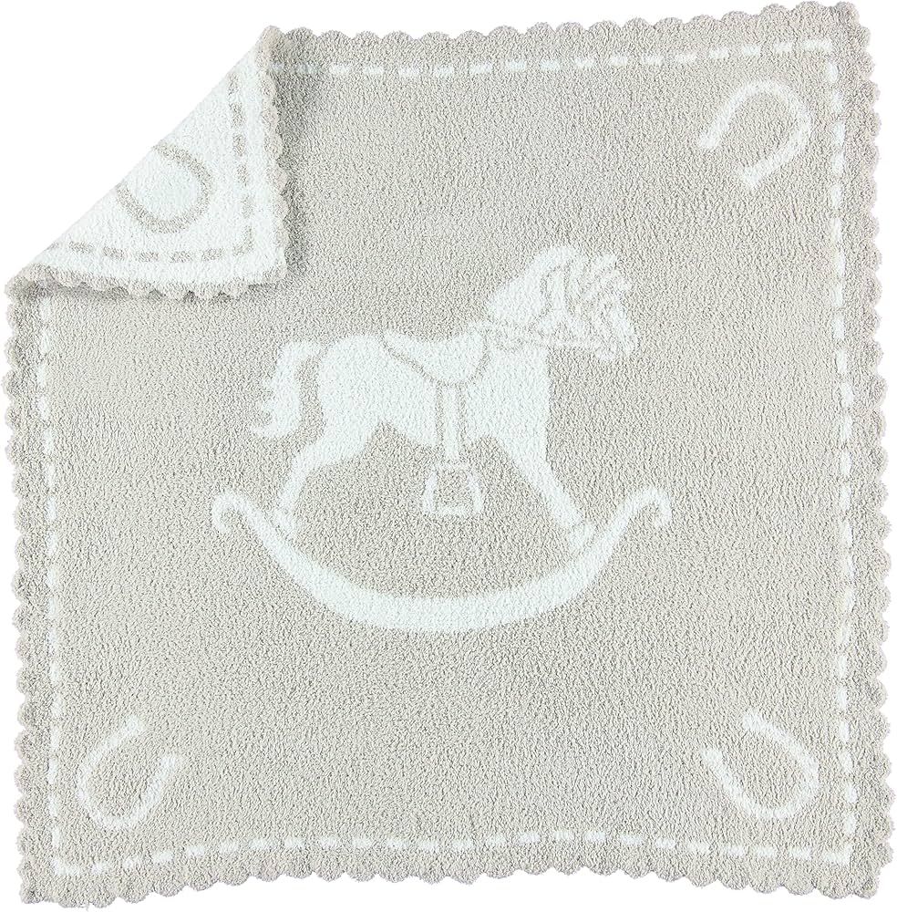 Barefoot Dreams CozyChic Scalloped Baby Receiving Blanket - Stone & Rocking Horse,Stone & White,3... | Amazon (US)