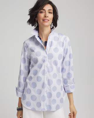 No Iron™ Polka-Dot Stretch Sateen Shirt | Chico's