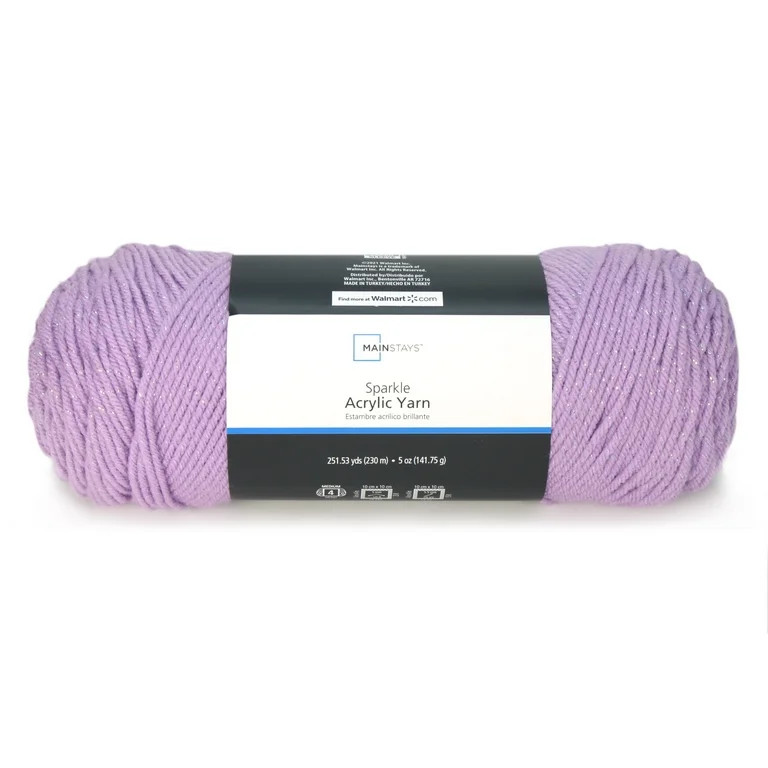 Mainstays 5 Oz Sparkle Acyrilic Yarn, 97% Acyrilic 3% Other Fiber, Sweet Violet - Walmart.com | Walmart (US)