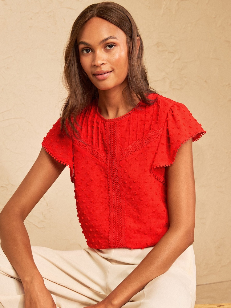 Love & Roses Orange Dobby Flutter Sleeve Shell Top | Next AU