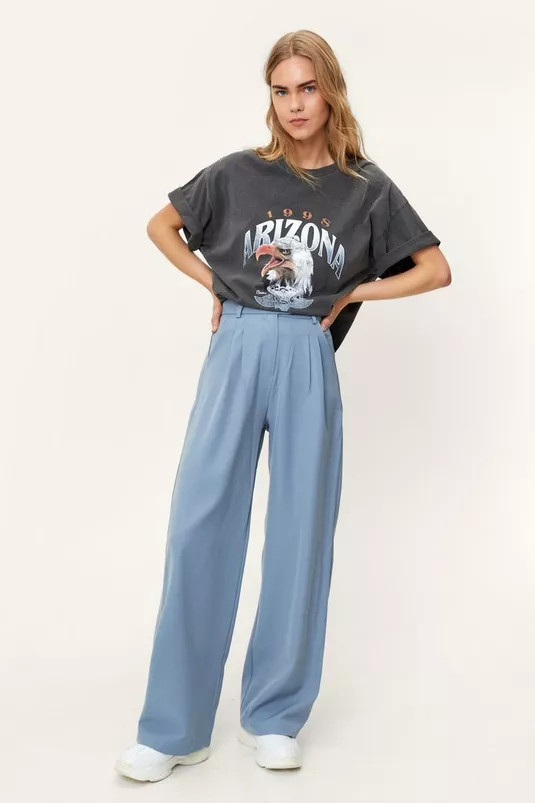 Super Wide Leg Notch Twill Pants | NastyGal (UK, IE)