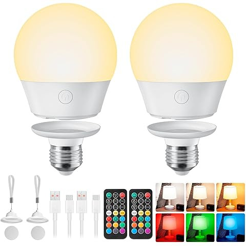 Brightown E26 Rechargeable Light Bulb with Remote Timer and 3 Color Temperatures, Battery Backup ... | Amazon (US)