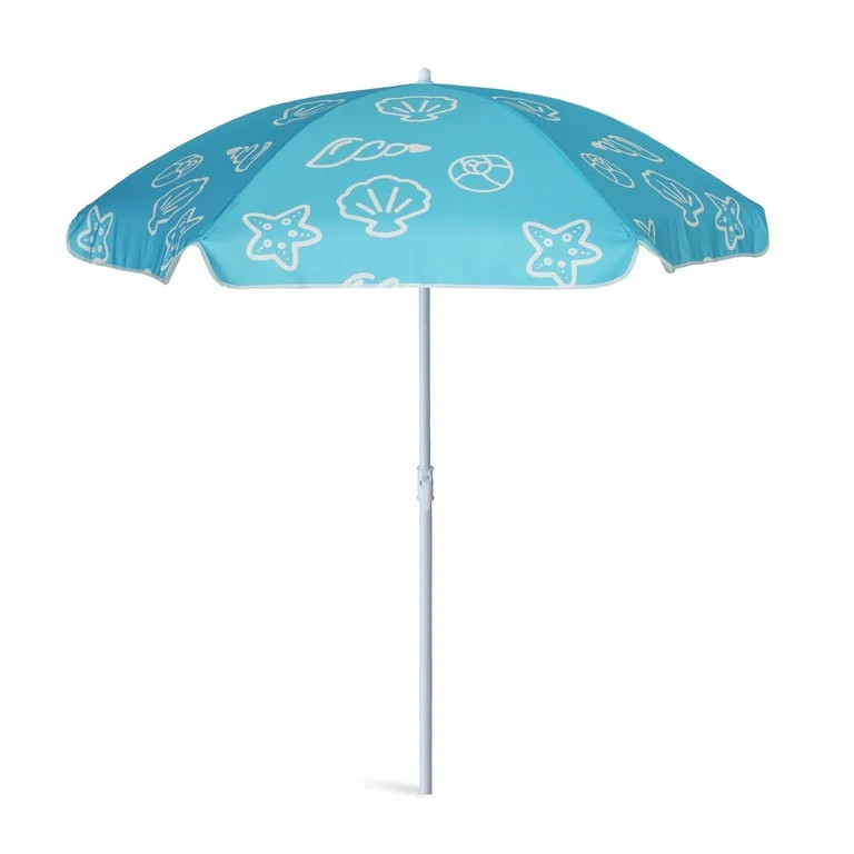AMMSUN 5ft Seaside Kids Umbrella UPF50+ for Children Sand Water Table Outdoor Play,Shell Blue | Walmart (US)