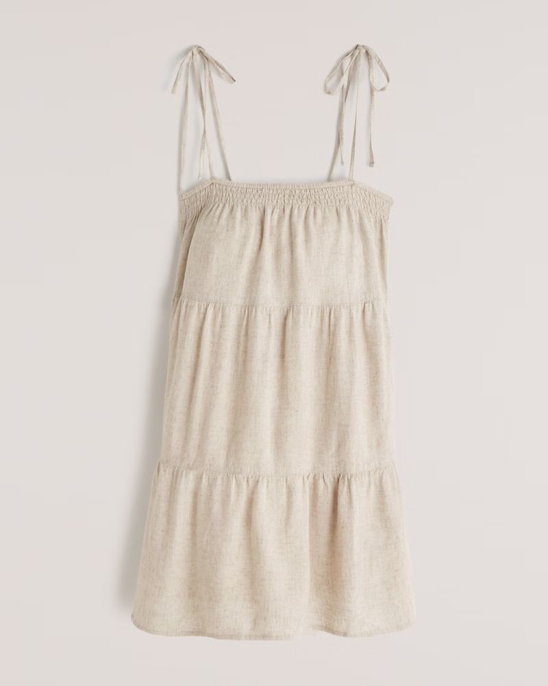 Tie-Strap Trapeze Mini Dress | Abercrombie & Fitch (US)