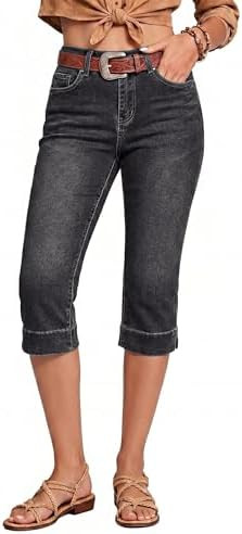 luvamia Capri Jeans for Women Trendy High Waisted Slim Split Hem Stretch Denim Jean Capris Croppe... | Amazon (US)
