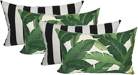 Set of 4 Indoor / Outdoor Decorative Lumbar / Rectangle Pillows - 2 Made with Tommy Bahama Swayin... | Amazon (US)