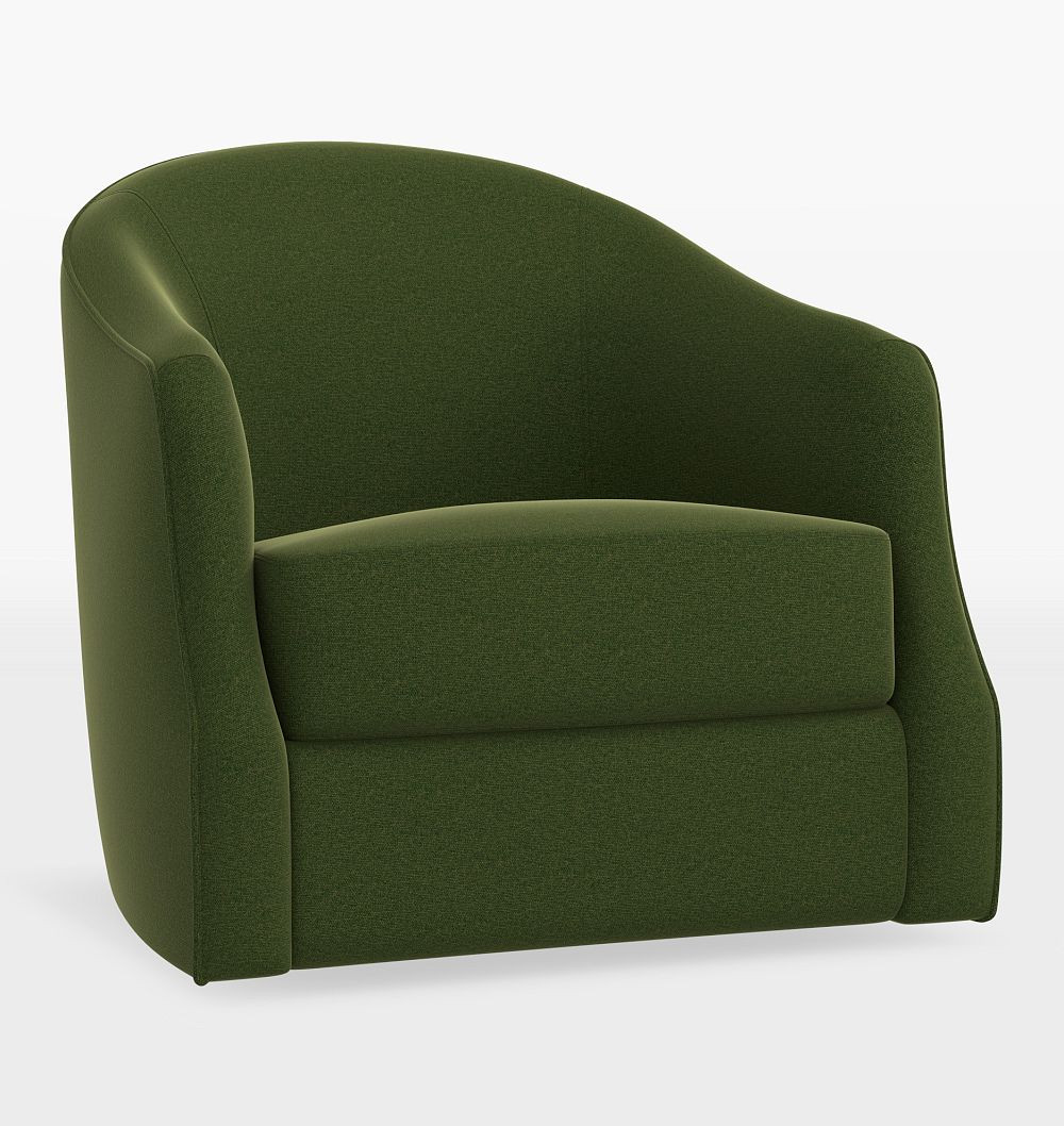Celeste Swivel Chair, Distressed Velvet Olive | Rejuvenation
