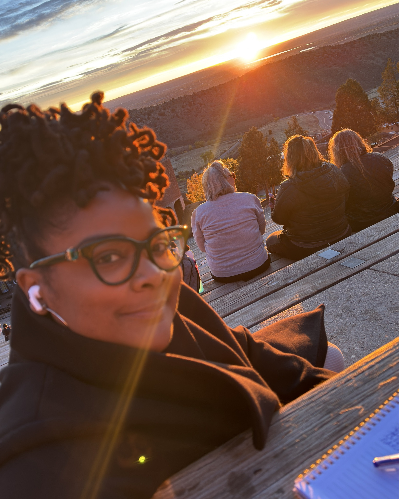 Journaling & watching the sunrise is such a peaceful pastime of mine! Red Rocks Denver didn’t disappoint 🤩 🫶🏾✨

#LTKGiftGuide #LTKTravel #LTKOver40