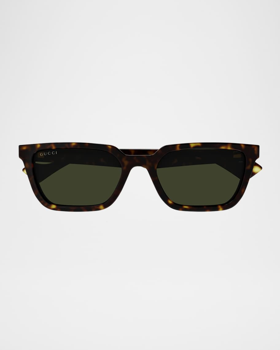 Gucci Men's Rectangle Plastic Sunglasses with Logo Detail | Neiman Marcus
