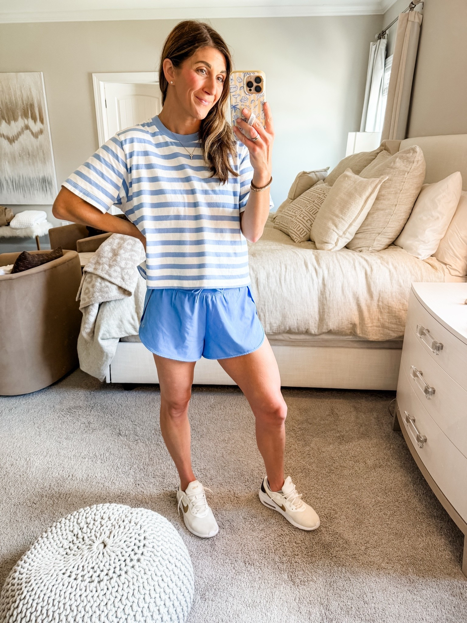 Tee is 50% off from aerie under $15. Wearing a small & comes in 4 colors
Shorts are Vuori size small. Comes in other colors. Functional drawstring. Biker shorts under with pockets. 
Linked similar Nikes & accessories. Loopy is 10% off code: watsonansley10

Click here to shop!

Comfy | casual | striped | Nikes | aerie | Vuori | sporty | active | daily | mom life | loopy | phone case | cross necklace | shoes | shorts | tee | body | cropped | sale

#LTKootd #LTKSaleAlert #LTKActive