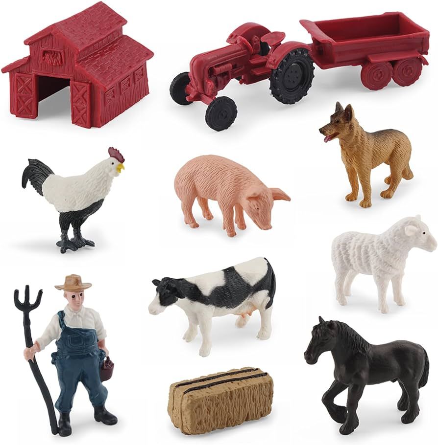 MEMOVAN Realistic Mini Barn Farm Toys Tractor Playset - Plastic Farm Animals Figurines Farm Cake ... | Amazon (US)