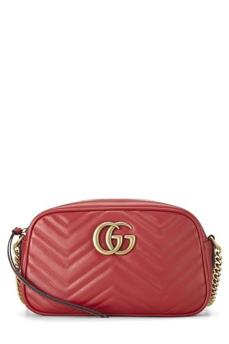 Gucci, Pre-Loved Red Leather GG Marmont Crossbody Bag Small, Red | Amazon (US)