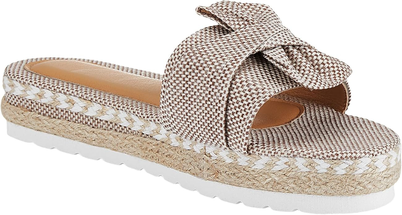 Women's Low Wedge, Platform Sandals with Bow Details | Amazon (US)