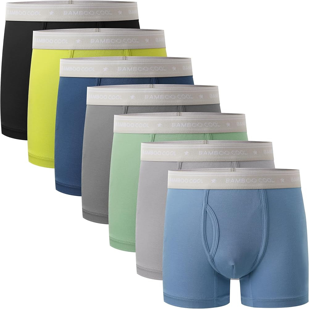 BAMBOO COOL Boys’ Boxer Briefs Underewar for Boy Multicolor Week Theme 7 Pack with Fly Soft and... | Amazon (US)