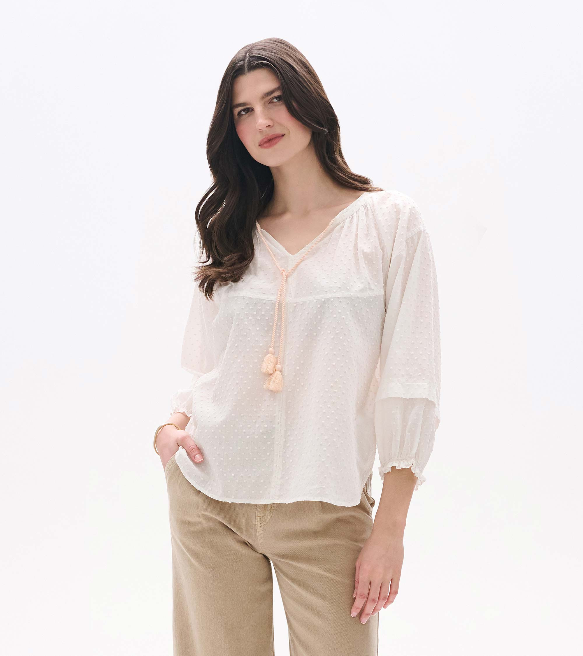 Naomi Blouse - Blush Swiss Dot | Hatley