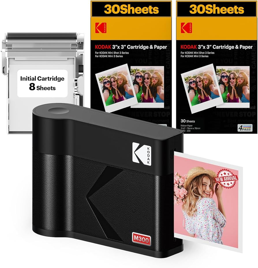 KODAK Mini 3 ERA 4PASS Portable Photo Printer (Black, Mini 3 ERA, Printer + 68 Sheets) | Amazon (US)
