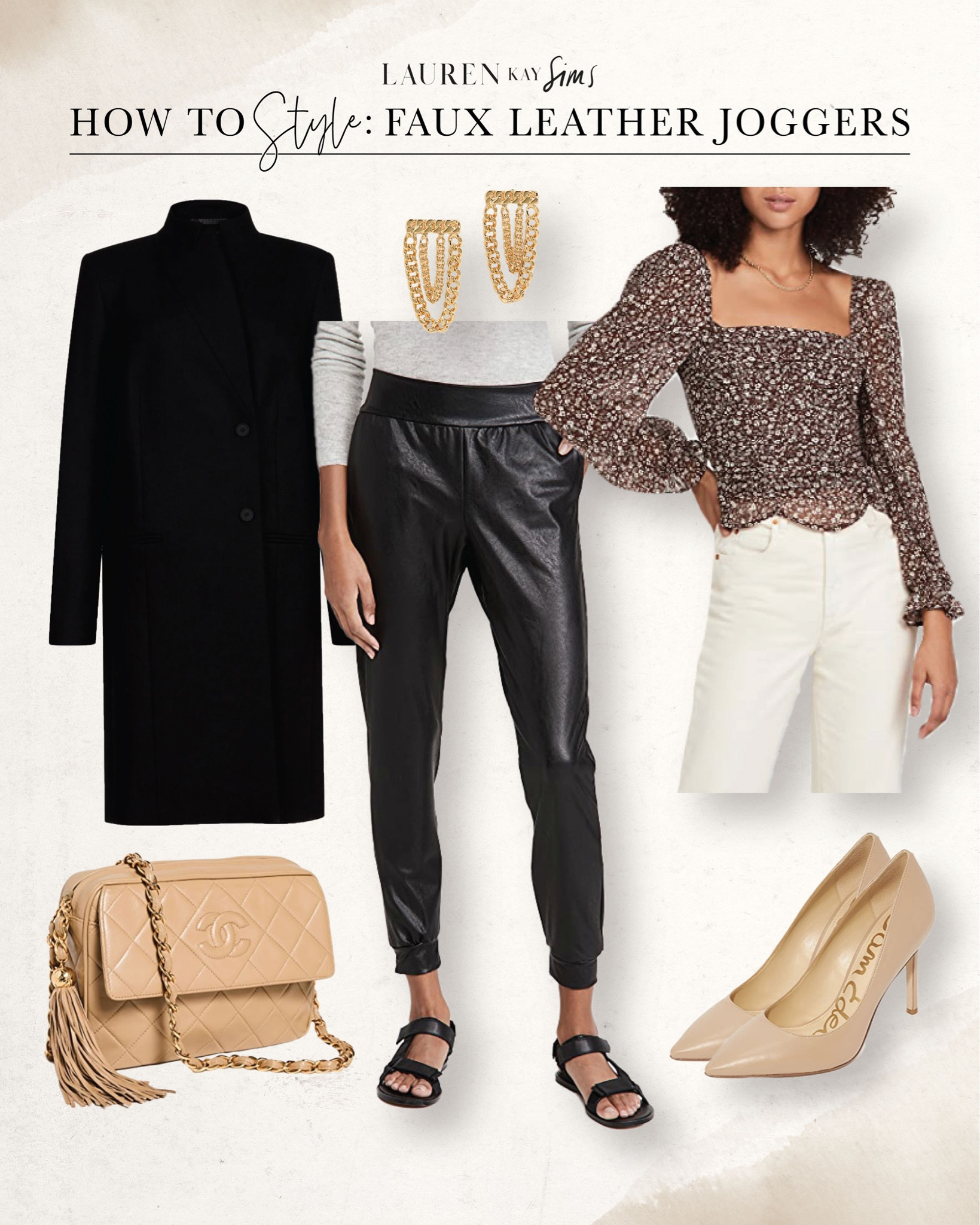 how to style faux leather joggers 🖤 #leatherjoggers #outfitinspo 

#LTKSeasonal #LTKstyletip