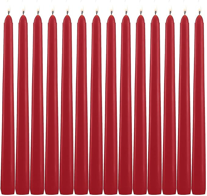 HELLY 14 Pack Tall Red Taper Candles - 10 Inch Red Dripless, Unscented Dinner Candle - Paraffin W... | Amazon (US)