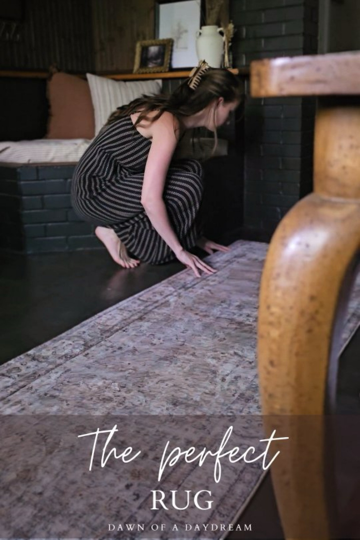 I think I finally found the perfect rug for this space 😶🫶 what do you think??
............................................................................ 

🔨 Follow along in stories for all the real-time fun 

🛒 Looking for DIY or decor links? I try to link everything I can in my LTK (Link in Bio) 

❔️ Have a question? Your voice is wanted here. Ask away 🫶 

@dawn.of.a.daydream
DIY | HOME | RENO 

.............................................................................

#diydesign #diyrenovation #diydaydream #femalediy #diyhomeimprovement #diygirlies #interiordesign #TransitionalDesign ##boujieonabudget #affordablehomefinds #moodyroominspo #colordrench #homemakeover 

Home makeover | moody entryway inspo | diy room flip | black color drench | thin rug for doors | transitional design | Affordable Home finds | home decor inspo | Home styling | antique style rug | vintage dupe | all black room | diy decor