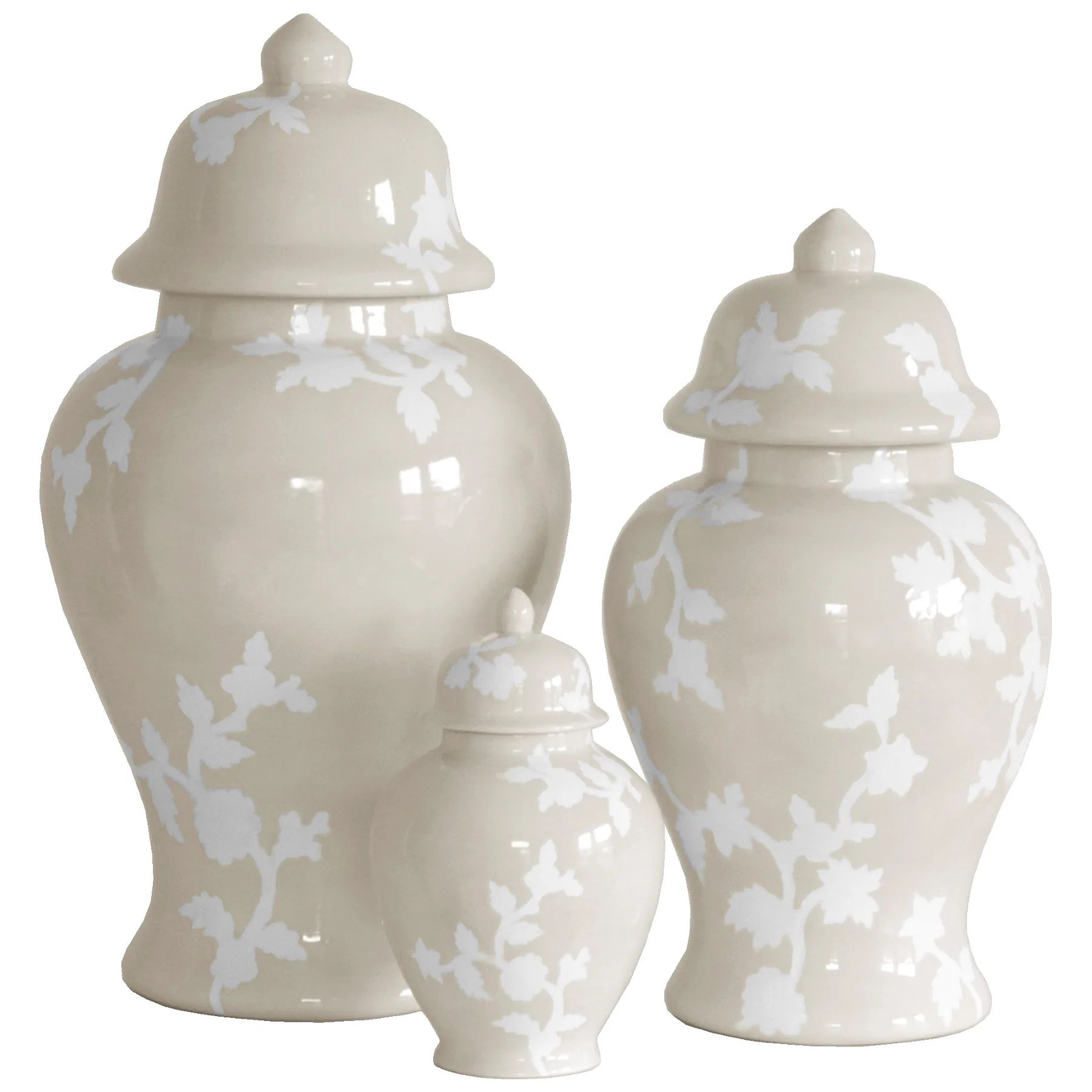 Chinoiserie Dreams Ginger Jars in Beige | Ruby Clay Company
