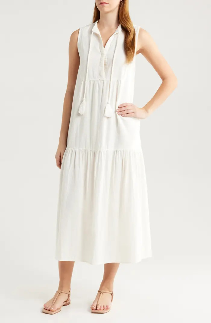 Tiered Cotton & Linen Cover-Up Dress | Nordstrom