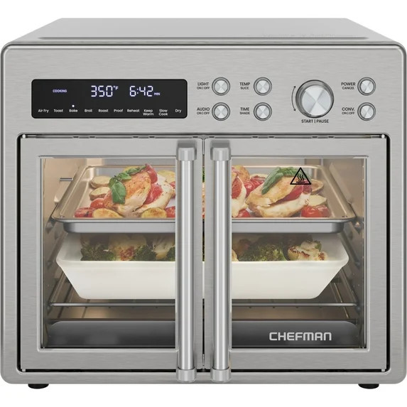Chefman French Door 10-in-1 Toaster Oven Air Fryer, 26-Quarts, Fits 12-Inch Pizza – Stainless S... | Walmart (US)