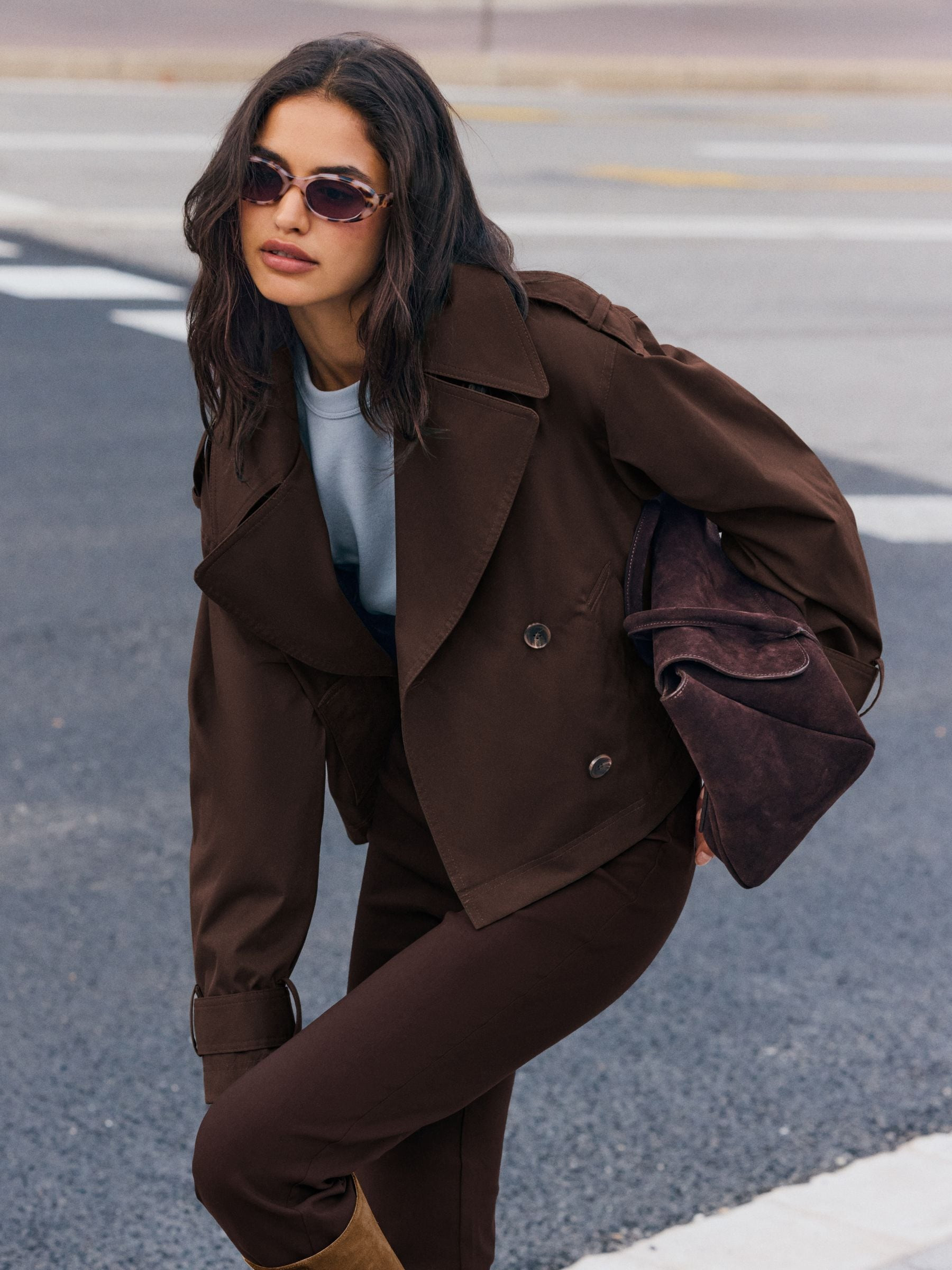 Friends Like These Friends Like These Chocolate Brown Short Trench Coat | Next US