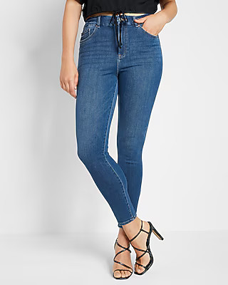 High Waisted FlexX Medium Wash Skinny Jeans | Express