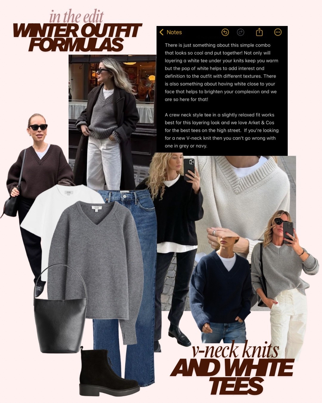 Winter outfit formulas we’re wearing on repeat 

V-neck knits and white T-shirt 

#LTKeurope #LTKstyletip #LTKireland