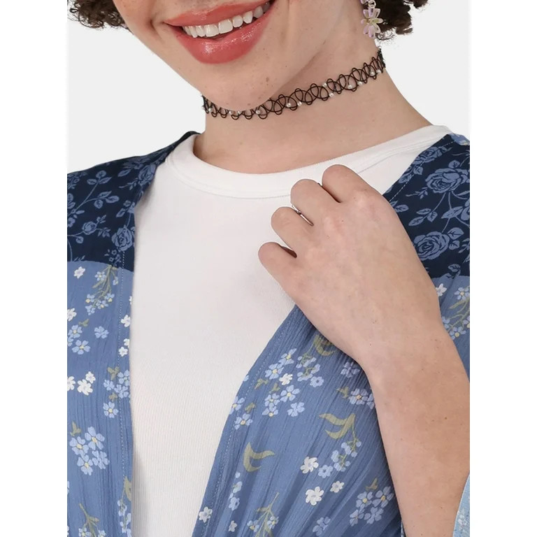 No Boundaries Women's Viscose Mixed Print Fashion Coverup, S/M, Denim | Walmart (US)