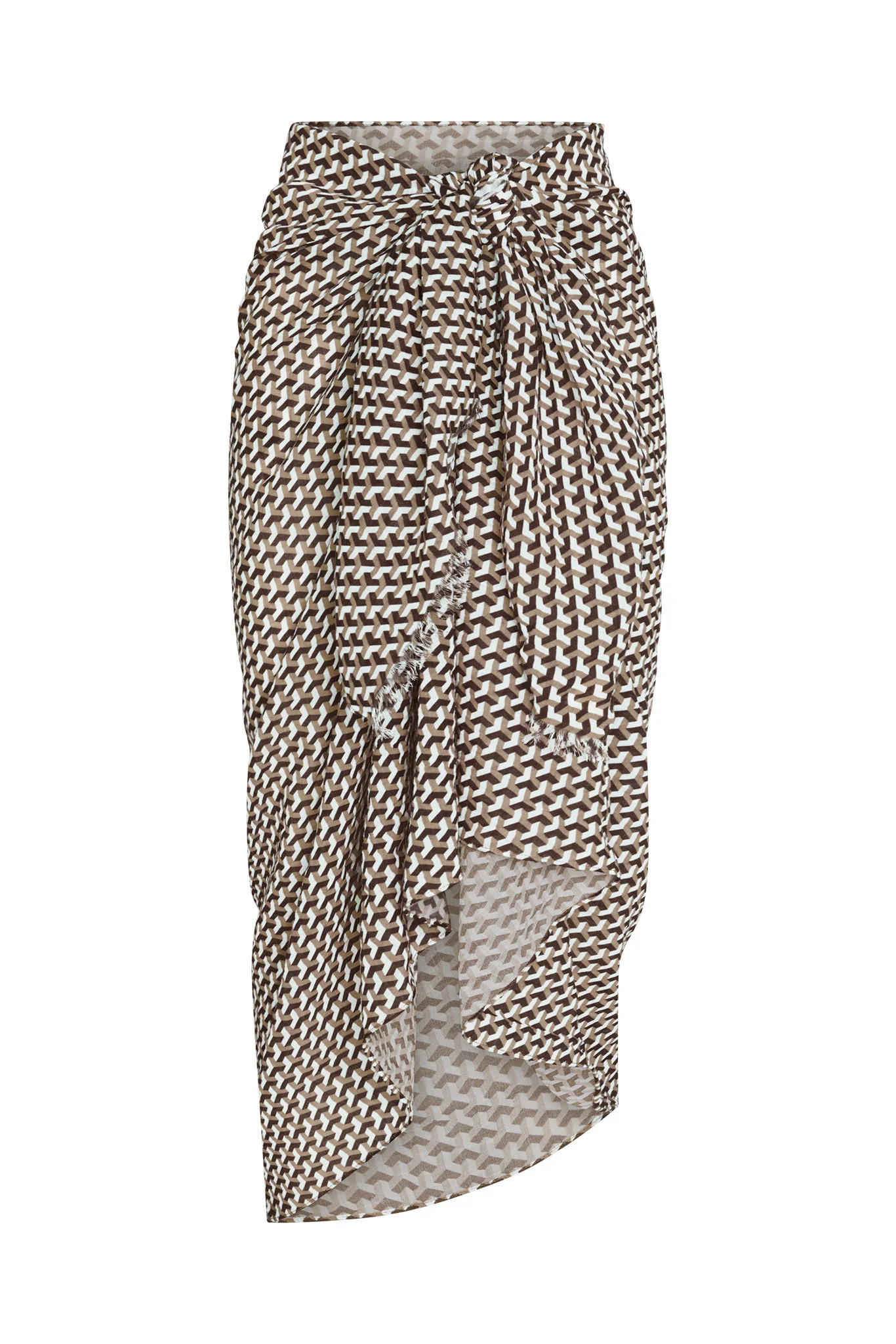 St. Tropez Sarong - Husk Geo Crinkle Linen | Monday Swimwear