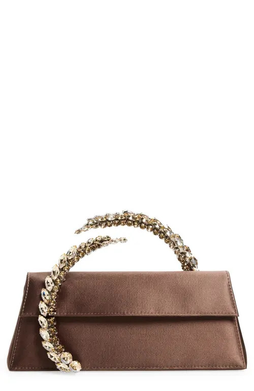 L’alingi Karma Crystal Handle Satin Clutch in Brown at Nordstrom | Nordstrom