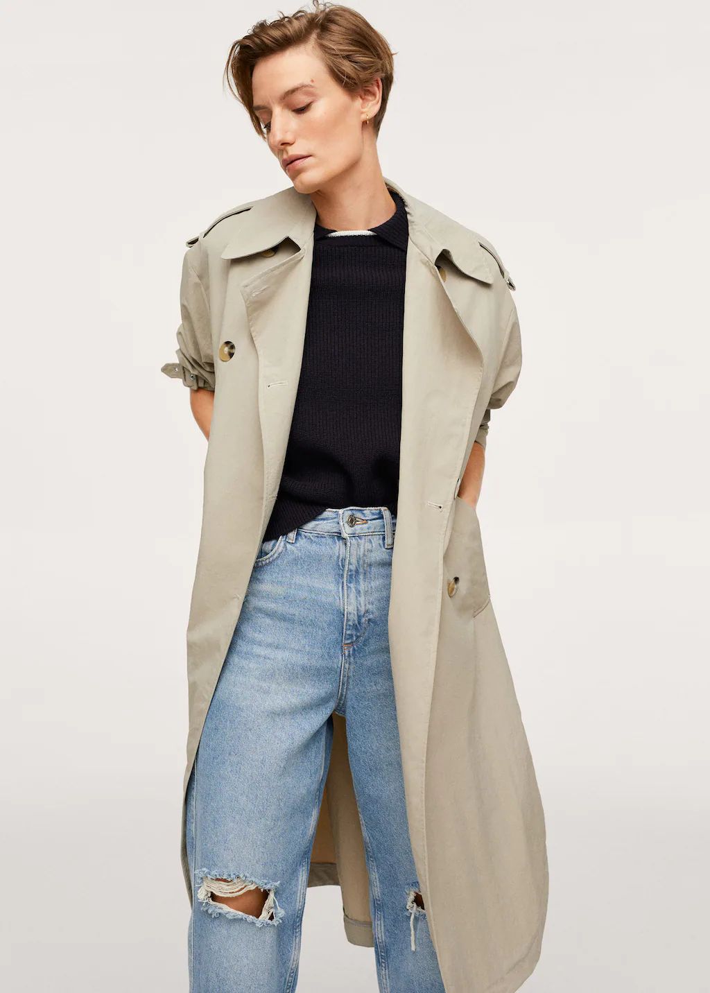 Water-repellent long trench coat -  Women | Mango United Kingdom | MANGO (UK)