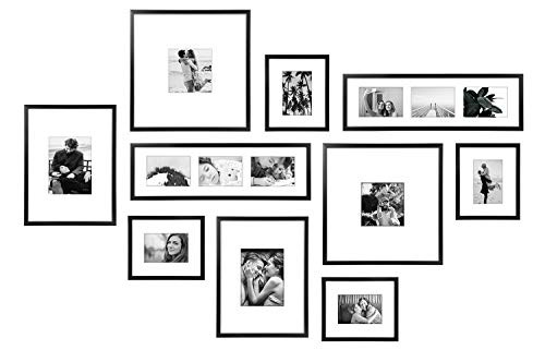 ArtbyHannah 10 Pieces Black & White Large Gallery Wall Frame Set, with Wood Frames and Family Photo Prints Collage for 14 Pic Hanging and Living Room Decoration, Multi-Size | Amazon (US)