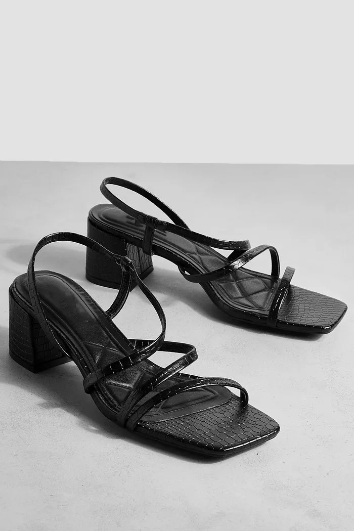 Asymmetric Strap Block Heels | Boohoo.com (UK & IE)