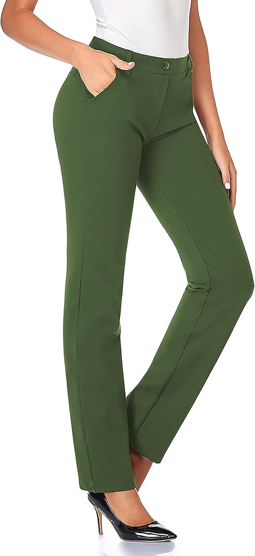 Tapata Women's 28''/30''/32''/34'' Stretchy Straight Dress Pants with Pockets Tall, Petite, Regul... | Amazon (US)