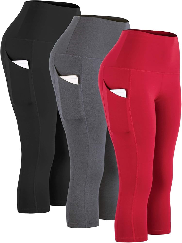 CADMUS Womens High Waist Workout Legging Capris for Yoga w Side Pockets | Amazon (US)