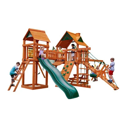 Pioneer Peak Swing Set with Clatter Bridge and Tire Swing - Professional Installation Available | Wayfair North America