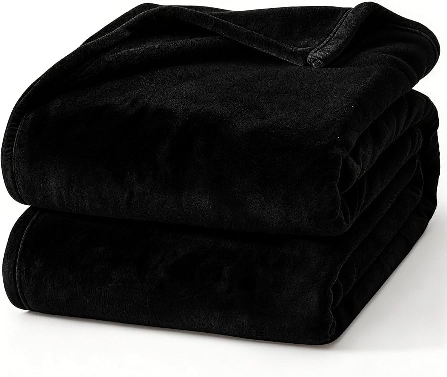 Hansleep Throw XL Black Fleece Blanket, Soft Flannel Bed Blanket | Amazon (US)