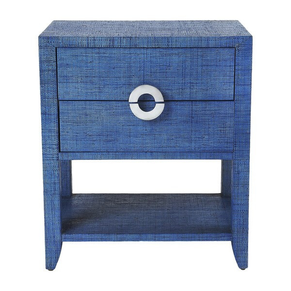 Amelle Raffia Side Table, Blue | Maisonette