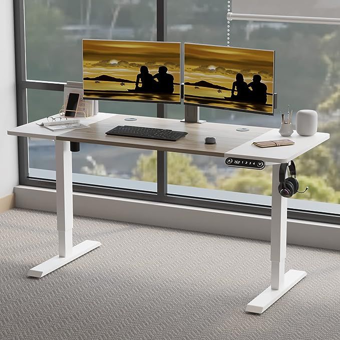 Jceet Adjustable Height Electric Standing Desk - 55 x 24 Inch Sit Stand Computer Desk, Stand Up D... | Amazon (US)