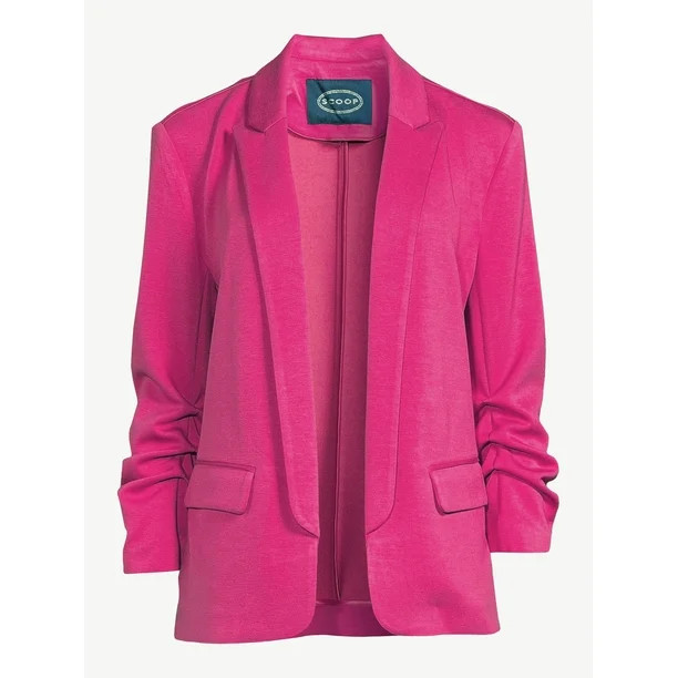 Scoop Women's Scuba Blazer with Scrunch Sleeves, Sizes XS-XXXL | Walmart (US)